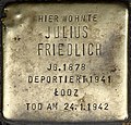 Stolperstein für Julius Friedlich (Weyerstraße 122)