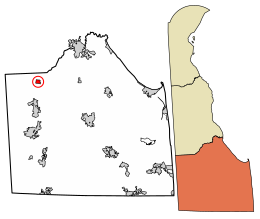 Location of Greenwood in Sussex County, Delaware.