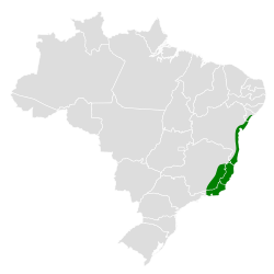 Distribución geográfica del batará pizarroso de Sooretama.