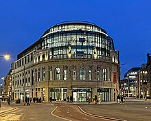 In 2020, Channel 4 opened a new national headquarters in the redeveloped Majestic Building on City Square, Leeds. The Majestic (Channel 4).jpg