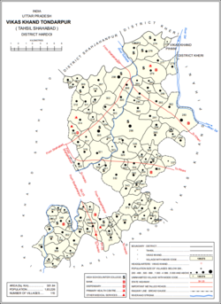 Map showing Todarpur (#366) in Todarpur CD block
