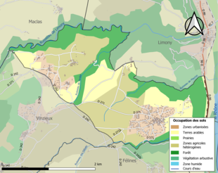 Carte en couleurs présentant l'occupation des sols.