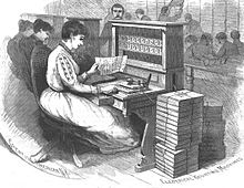 A Hollerith tabulator that has been modified for the first 1890 census tabulation; the punched-card reader was removed, replaced by a simple keyboard. 1890 Census Hollerith Electrical Counting Machines Sci Amer.jpg