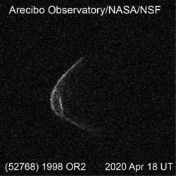 Изображение 1998 OR2, полученное радиотелескопом обсерватории Аресибо 18 апреля 2020 года