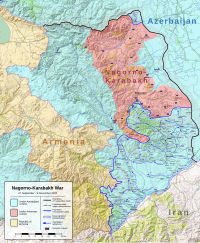 Map of the war showing Azerbaijan's day-to-day advances 2020 Nagorno-Karabakh War.svg