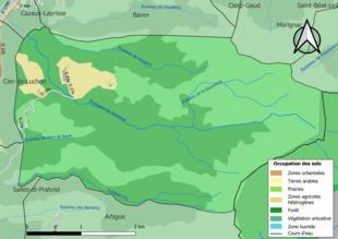 Carte en couleurs présentant l'occupation des sols.