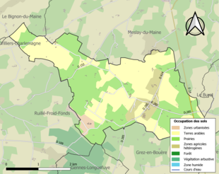 Carte en couleurs présentant l'occupation des sols.