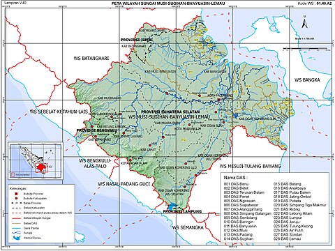 Peta wilayah sungai (WS) dalam otoritas BBWS Sumatera VIII beserta daerah aliran sungai (DAS) yang tercakup didalamnya.
