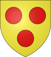 Blason avec 3 boules rouges sur un fond jaune