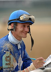 Jockey Calvin Borel wears a riding helmet Calvin Borel.jpg