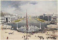 The World's Columbian Exposition in Chicago in 1893 is often credited with ushering in the City Beautiful movement Chicago World's Fair 1893 by Boston Public Library.jpg