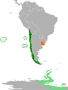 Location map for Chile and Uruguay.