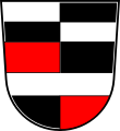 Gemeinde Höchstädt i.Fichtelgebirge Unter einem von Silber und Schwarz gevierten Schildhaupt geviert von Rot und Schwarz, belegt mit einem silbernen Balken.