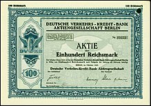 Share of the Deutsche Verkehrs-Kredit-Bank AG, issued October 1925 DVKB 1925.jpg