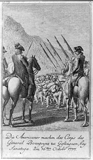 Reddition des Britanniques à la bataille de Saratoga, dessin de Daniel Chodowiecki, 1784.