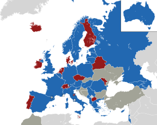 Um mapa colorido dos países da Europa