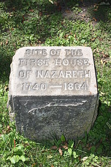 The marker designating the First House of Nazareth First House of Nazareth Sign, Nazareth PA.JPG