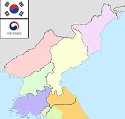 Карта Северной Кореи с разделениями провинций, на которые претендует Южная Корея