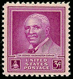In 1948 the U.S. Government released a commemorative stamp issued on Carver's birthday, five years after his death. George Washington Carver, 3c, 1948 issue.jpg