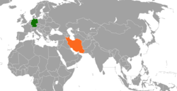 Карта с указанием местоположения Германии и Ирана