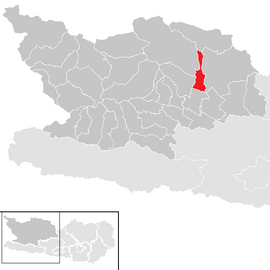 Poloha obce Gmünd in Kärnten v okrese Spittal an der Drau (klikacia mapa)