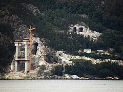 El puente de Hardanger en construcción, julio 2010