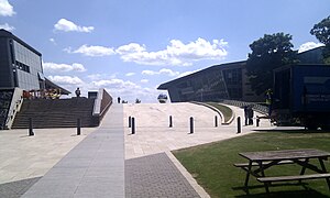 The Morgan Building (right), part of the Sanger Institute Hinxton hall.jpg