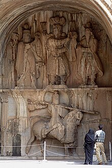 Taq Bostan; the "knight" is probably Khosrow Parviz mounted on Shabdiz IR04-08-23a.jpg