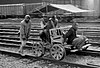 A rail push trolley in India in 1978