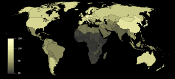 English: IQ by country from "IQ and the W...