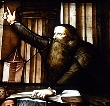 Vitrail de John Knox prêchant dans la Cathédrale Saint-Gilles à Édimbourg.