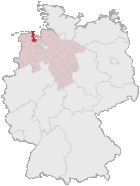 situo de la distrikto Friesland en Germanio