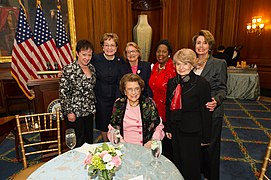 Lindy Boggs, Sheila Jackson Lee, Marcy Kaptur, Barbara B. Kennelly and Nancy Pelosi