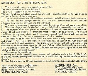 De Stijl manifesto, 1918 Manifest I of De Stijl.JPG