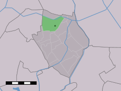 The town centre (dark green) and the statistical district (light green) of Barsingerhorn in the former municipality of Niedorp.