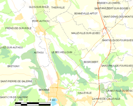 Mapa obce Le Bec-Hellouin