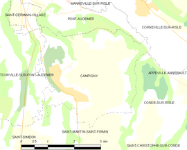 Mapa obce Campigny