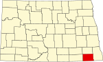 Карта штата с выделением округа Сарджент