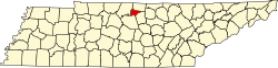 map of Tennessee highlighting Trousdale County