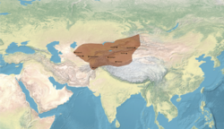 Çağatay Hanlığı'nın 1300 civarındaki haritası