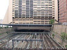 The Gateway Tunnel will join the current right-of-way at the south side (left.) New York City - Pennsylvania Station.jpg