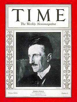 Никола Тесла на насловној страни магазина Тајм (20. јул 1931)