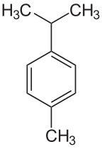 p-Cymene is a major component of terpentine and related naval stores P-Cymol.svg