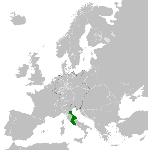 The Papal States in 1815 after the Napoleonic Wars