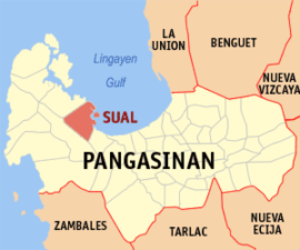 Sual na Pangasinan Coordenadas : 16°3'58"N, 120°5'45"E