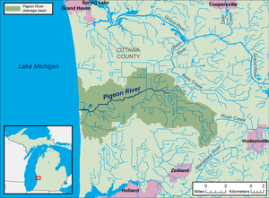 A map of the Pigeon River and its watershed.