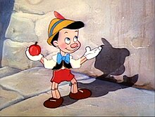 Pinocchio Disney film is based on The Adventures of Pinocchio by Carlo Collodi. Pinochio2 1940.jpg