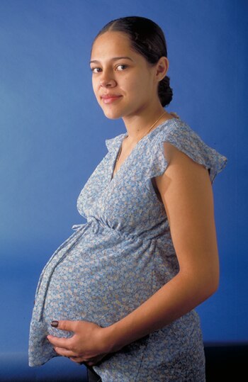 English: Pregnant woman at a WIC clinic in Vir...