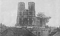 World War I shelling of Reims cathedral, France.