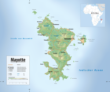 Reliefkarte Mayotte